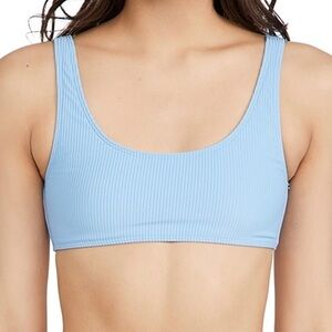 Frankies Bikinis women Connor Ribbed M Bikini Top sky blue full coverage sliming